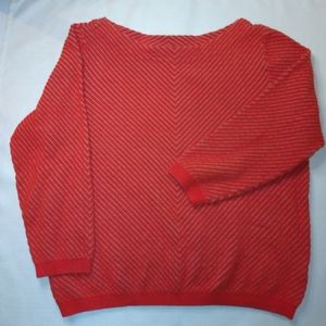 Worthington Striped Orange and Taupe Sweater